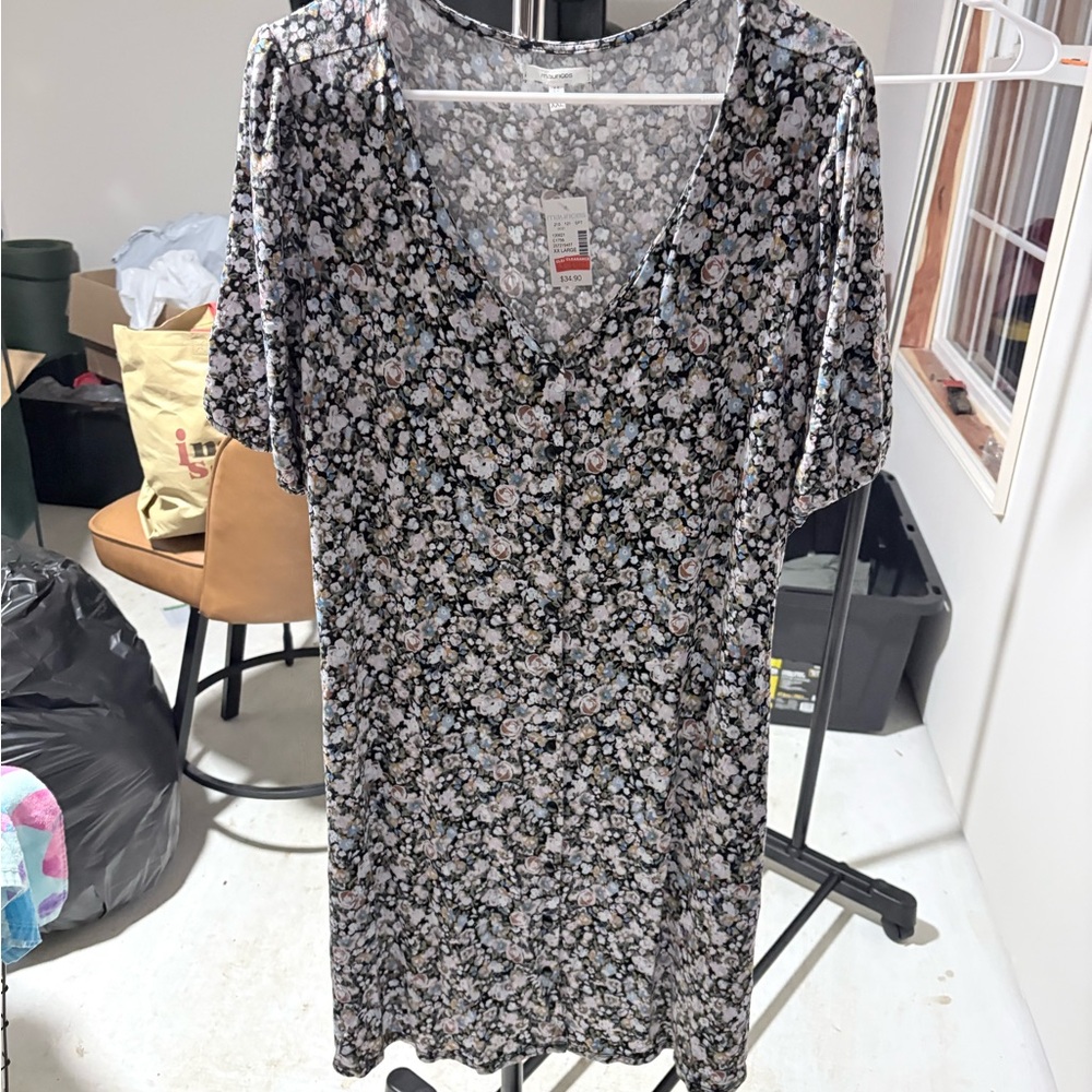 Maurices Black and White Floral Midi Dress